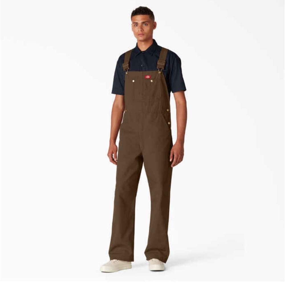 Brand NewDickies Men's Duck Bib Workwear Overalls Brown Size 32x30